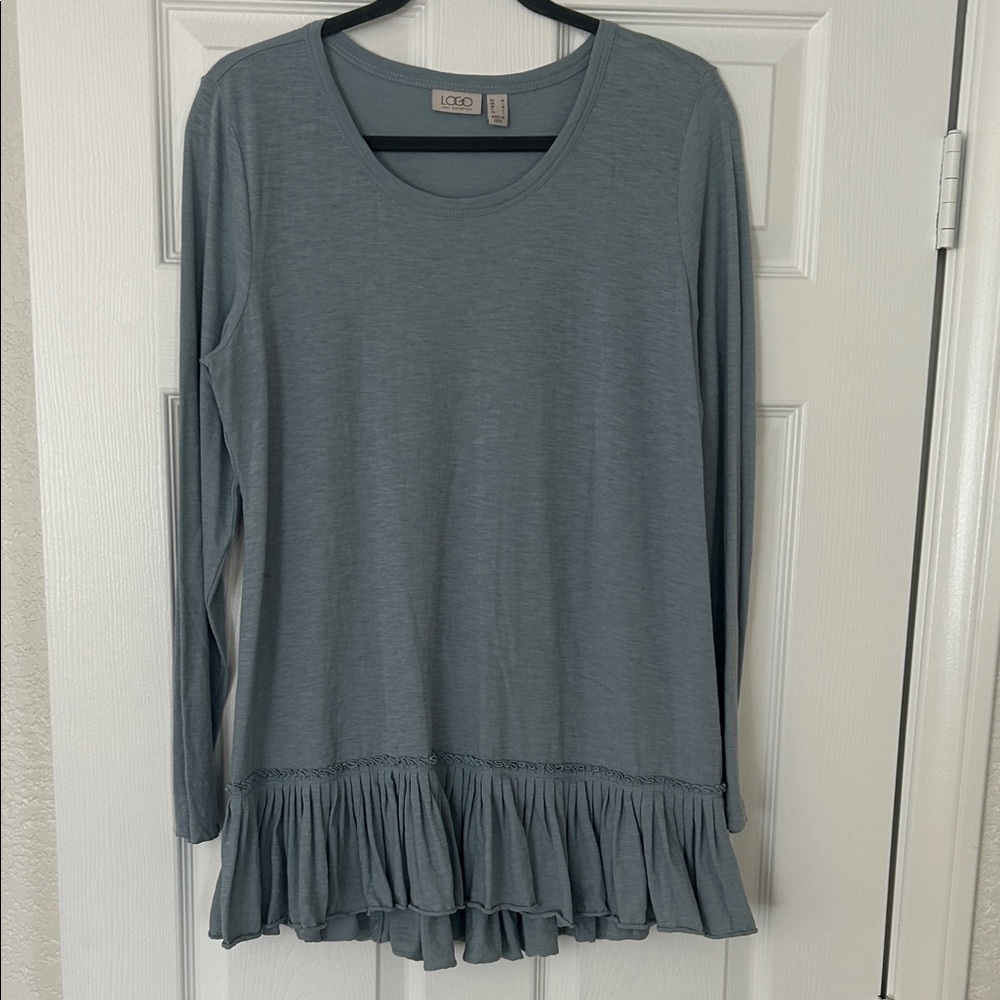 LOGO by Lori Goldstein Slate Long Sleeve Blouse